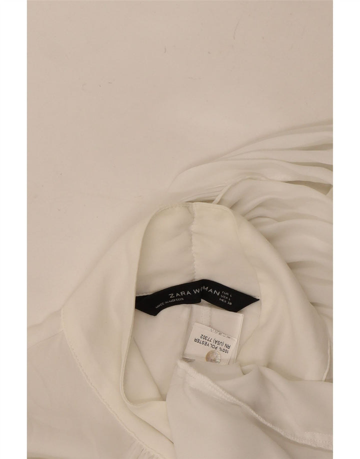 ZARA Womens Front Tie Blouse Top UK 16 Large White Polyester