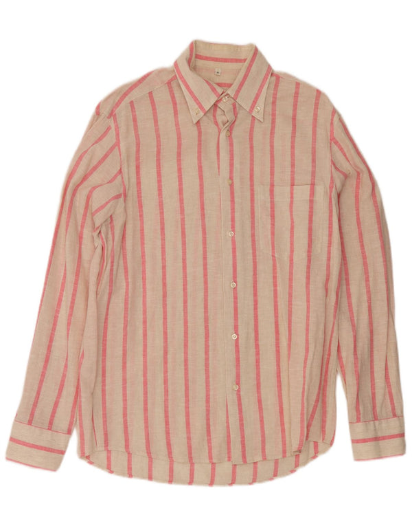 Cămașă Vintage pentru bărbați Medium Off White Pinstripe