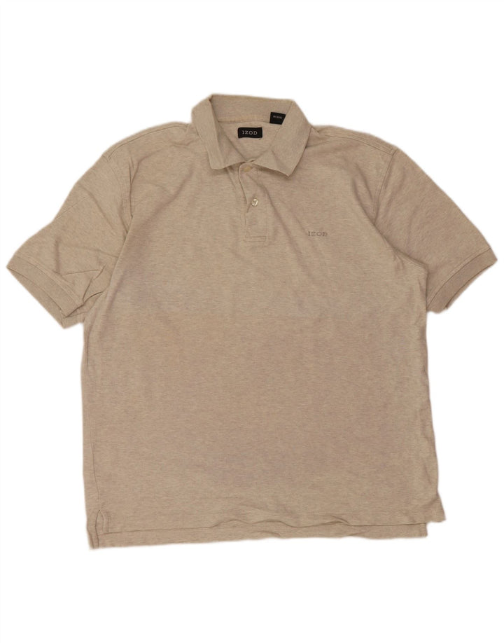 IZOD Mens Polo Shirt Medium Grey Flecked Cotton