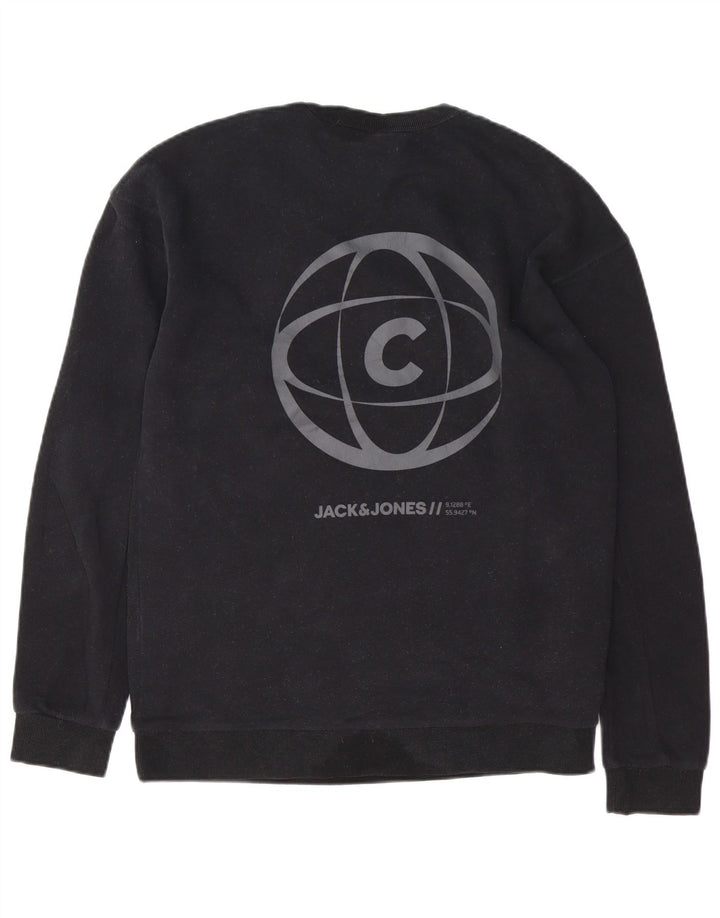 JACK & JONES Mens Core Graphic Sweatshirt Jumper Large Black Cotton