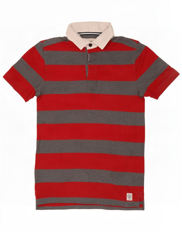 Fat Face Mens Rugby Polo Shirt XS Red Striped Cotton