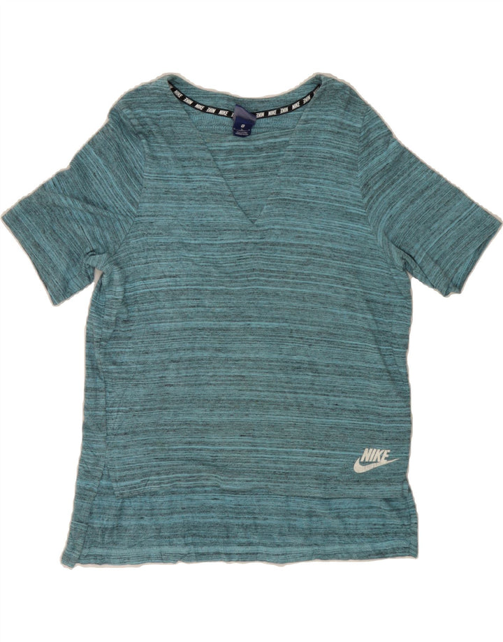NIKE Womens T-Shirt Top UK 14 Medium Blue Flecked Rayon Vintage Nike and Second-Hand Nike from Messina Hembry 