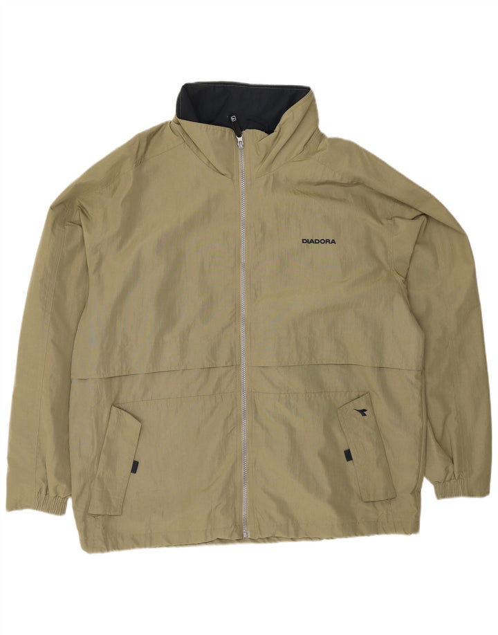 DIADORA Mens Rain Jacket UK 42 XL Khaki Polyamide