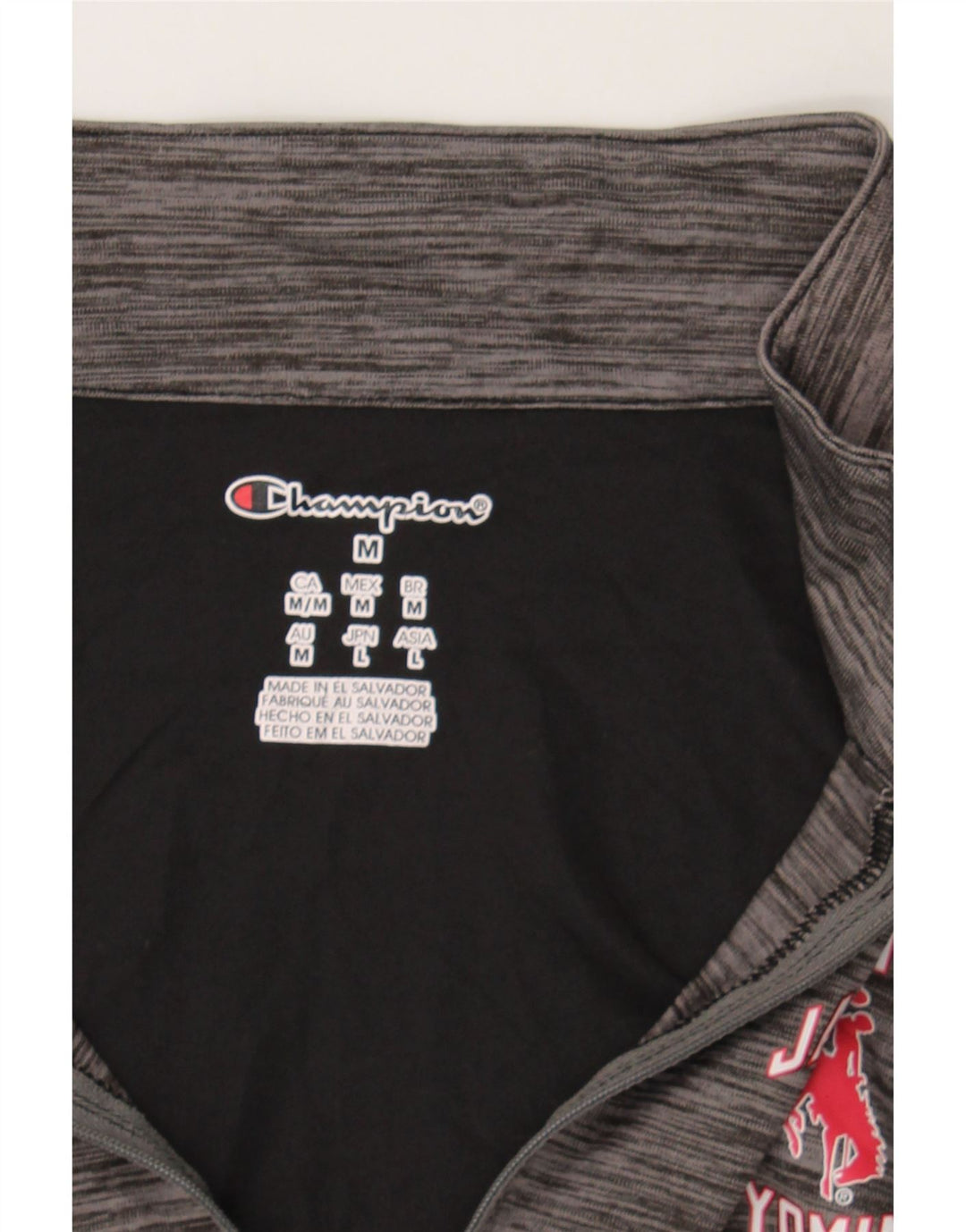 CHAMPION Womens Zip Neck Top Long Sleeve UK 14 Medium Grey Flecked Vintage Champion and Second-Hand Champion from Messina Hembry 