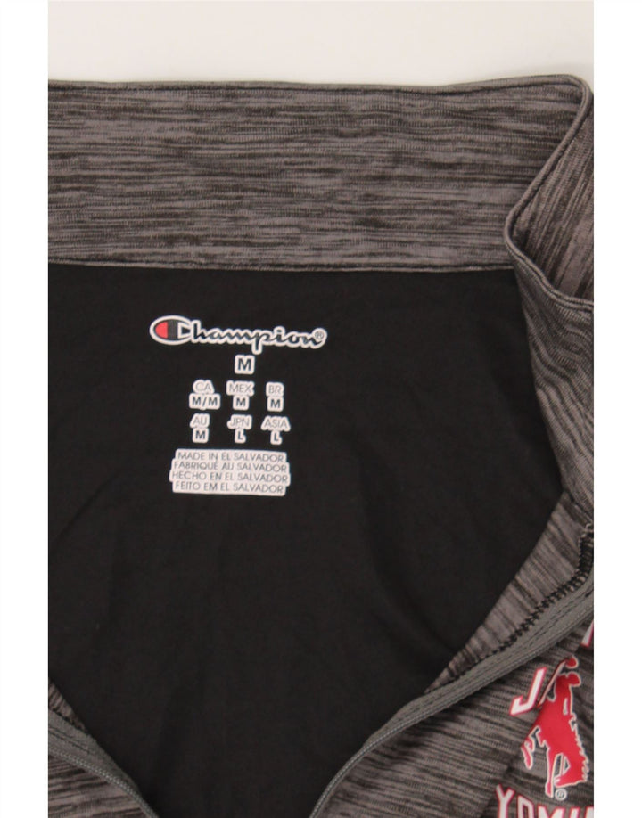 CHAMPION Womens Zip Neck Top Long Sleeve UK 14 Medium Grey Flecked Vintage Champion and Second-Hand Champion from Messina Hembry 