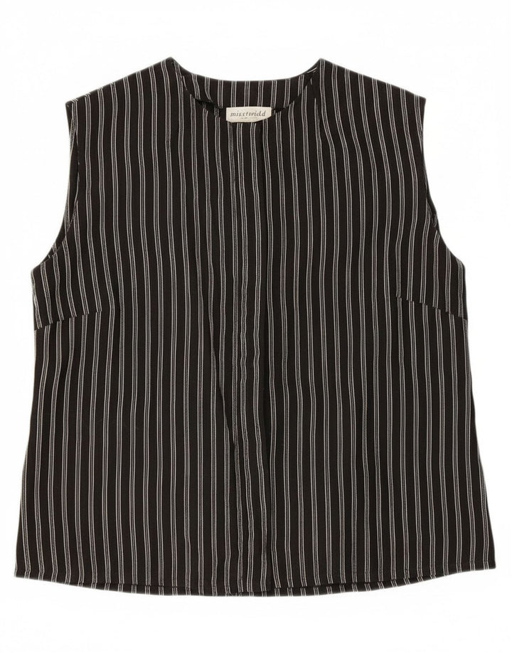 Misstwidd Womens Sleeveless Blouse Top IT 46 Large Black Striped Linen