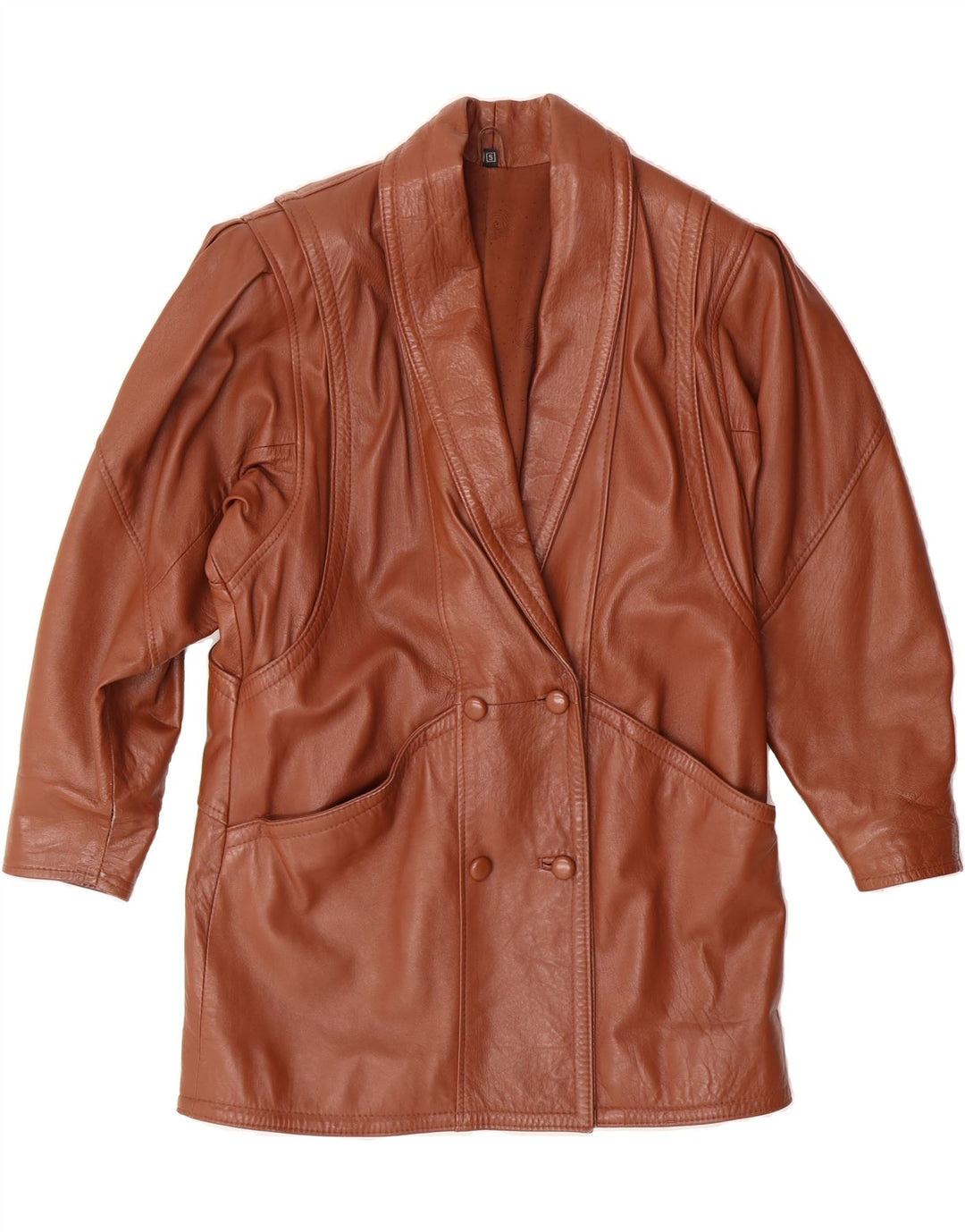 VINTAGE Womens Leather Coat UK 10 Small Brown Vintage Vintage and Second-Hand Vintage from Messina Hembry 