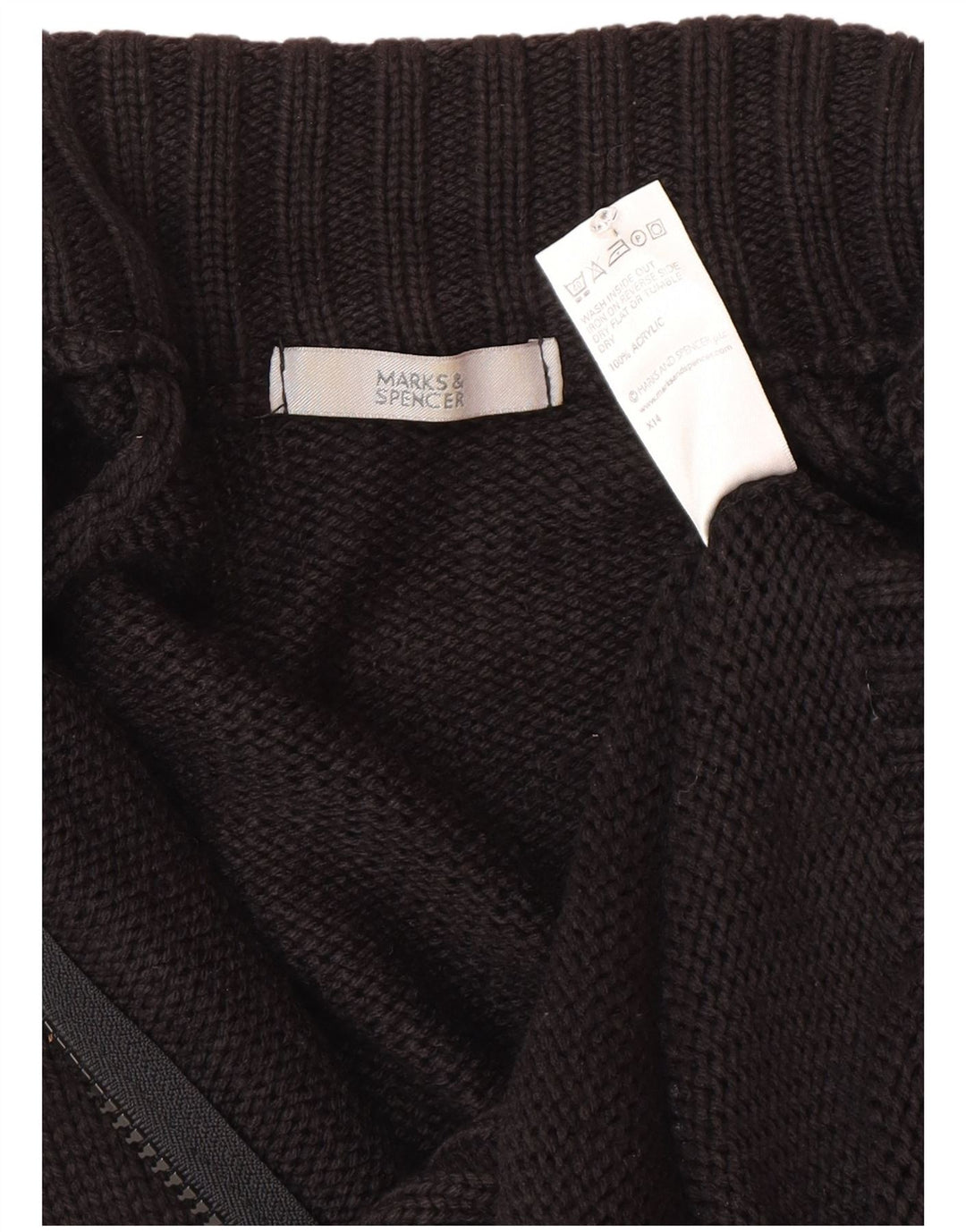 Marks & Spencer Damski sweter kardigan UK 14 Średni czarny akryl