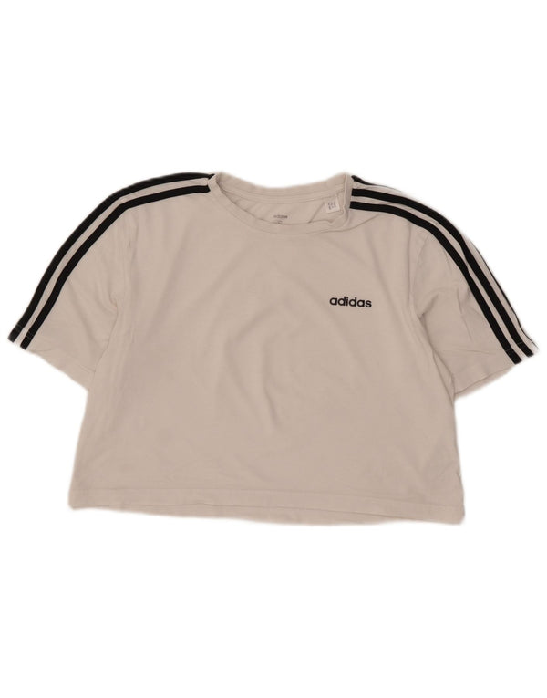 Adidas Womens Crop Oversized T-Shirt Top UK 8/10 Small White Bomuld