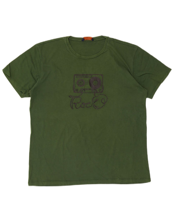 Trussardi Jeans Herre Grafisk T-Shirt Top 2XL Grøn