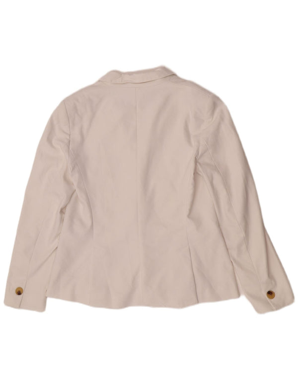Blazer pentru femei Zara cu 1 nasture UK 14, mare, alb, bumbac
