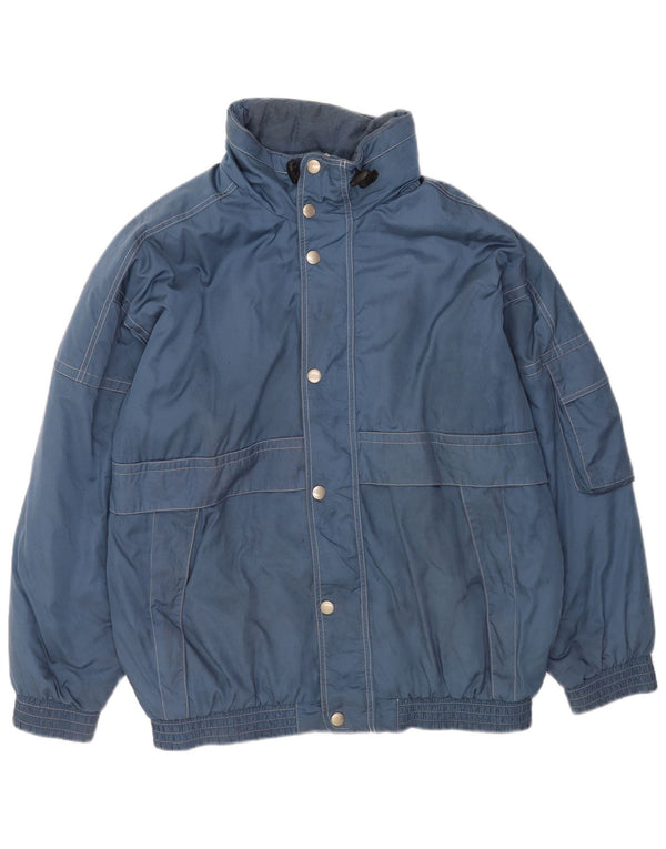 Vintage Mens Loose Fit Windbreaker Jacket UK 40 Large Blue Polyester