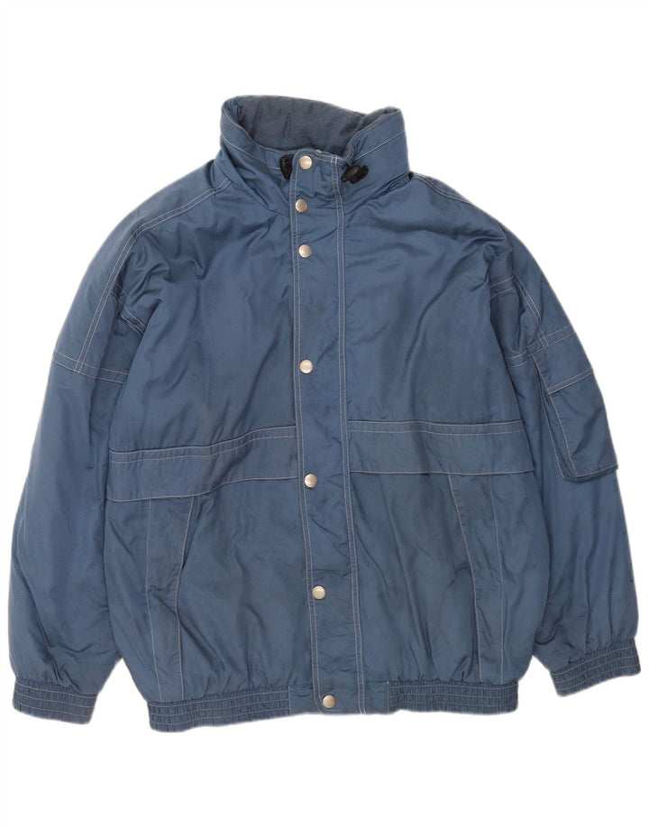 Vintage Mens Loose Fit Windbreaker Jacket UK 40 Large Blue Polyester