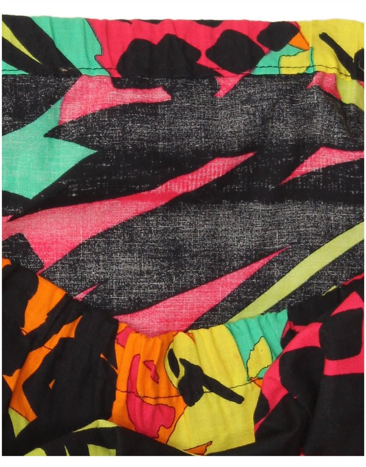 Saia reta feminina VINTAGE gráfica W40 2XL patchwork multicolorido