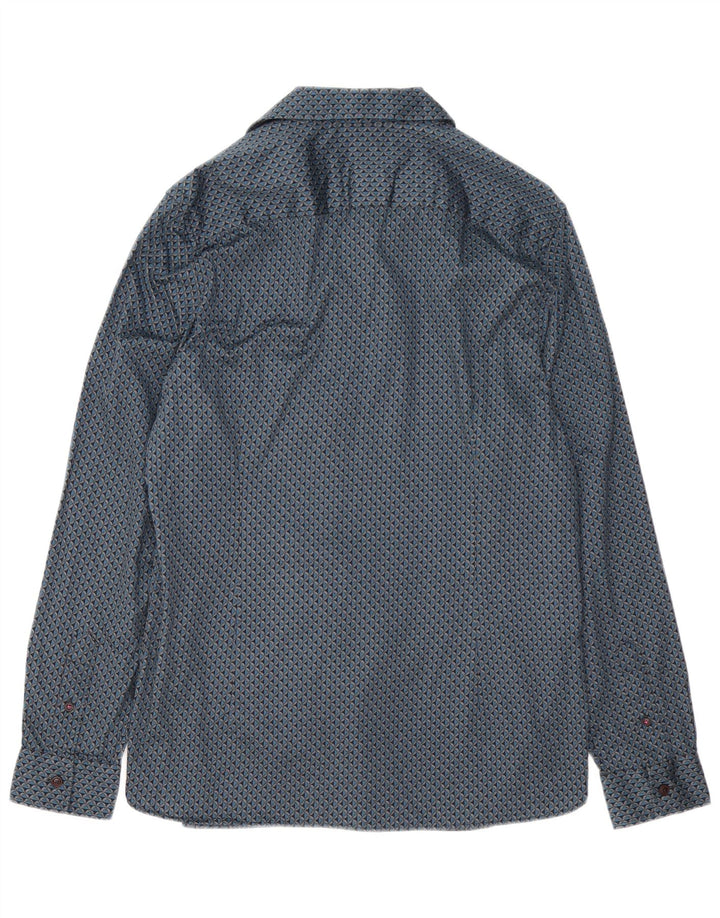 Ted Baker Herren-Hemd mit abstraktem Muster, Größe 5 XL, blaue Baumwolle