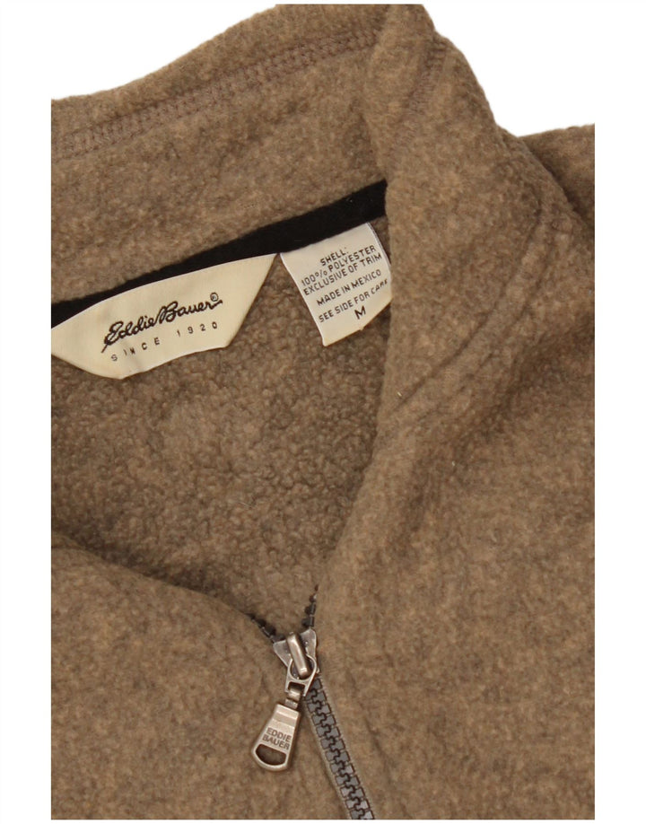 EDDIE BAUER Womens Fleece Jacket UK 14 Medium Brown Polyester