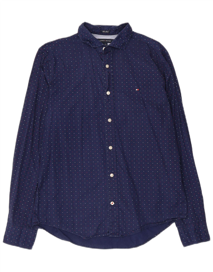 Tommy Hilfiger Mens Graphic Shirt Small Navy Blue Cotton