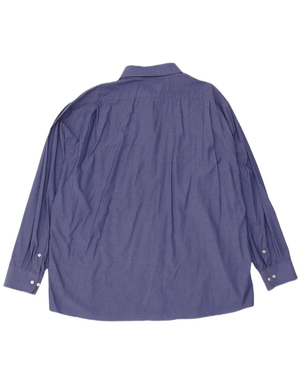 Tommy Hilfiger Chemise coupe régulière pour homme Taille 18 1/2 2XL Coton tacheté bleu