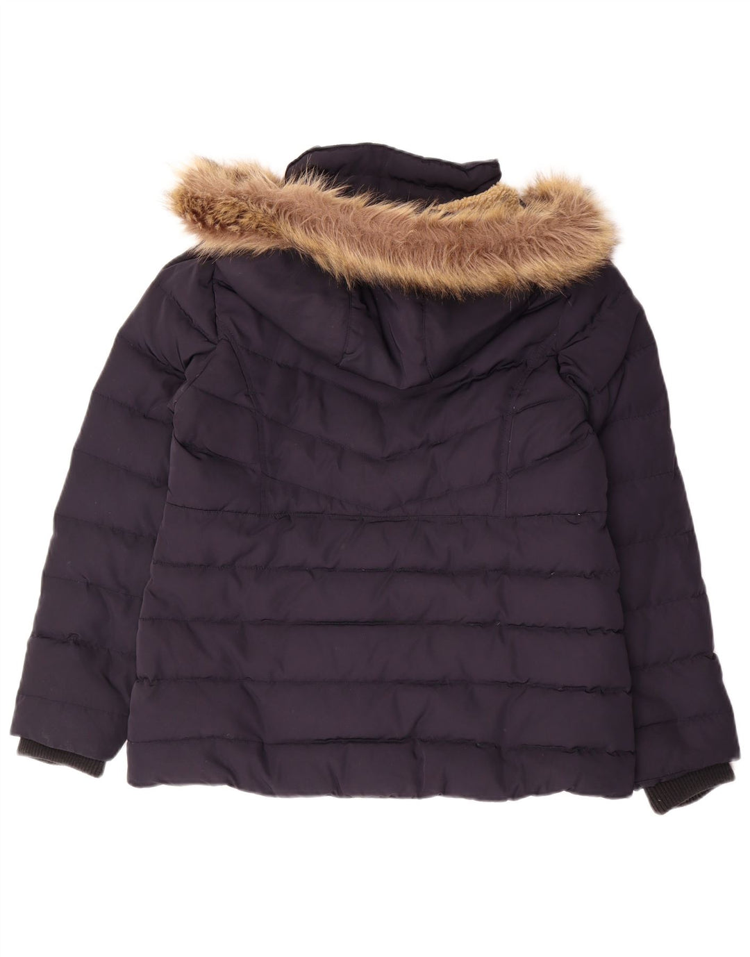 CREW CLOTHING Womens Hooded Padded Jacket UK 14 Medium Navy Blue Polyester