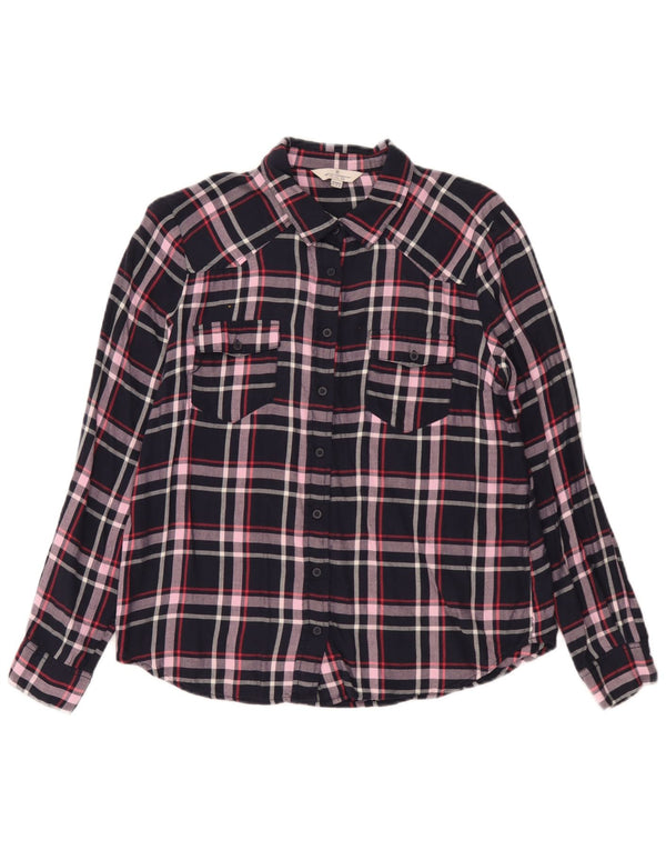 Camisa para mujer French Connection UK 40 Medium Azul marino Check Viscosa