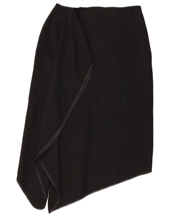 Vintage Womens Asymmetrical Skirt IT 46 Large W30 Black Wool