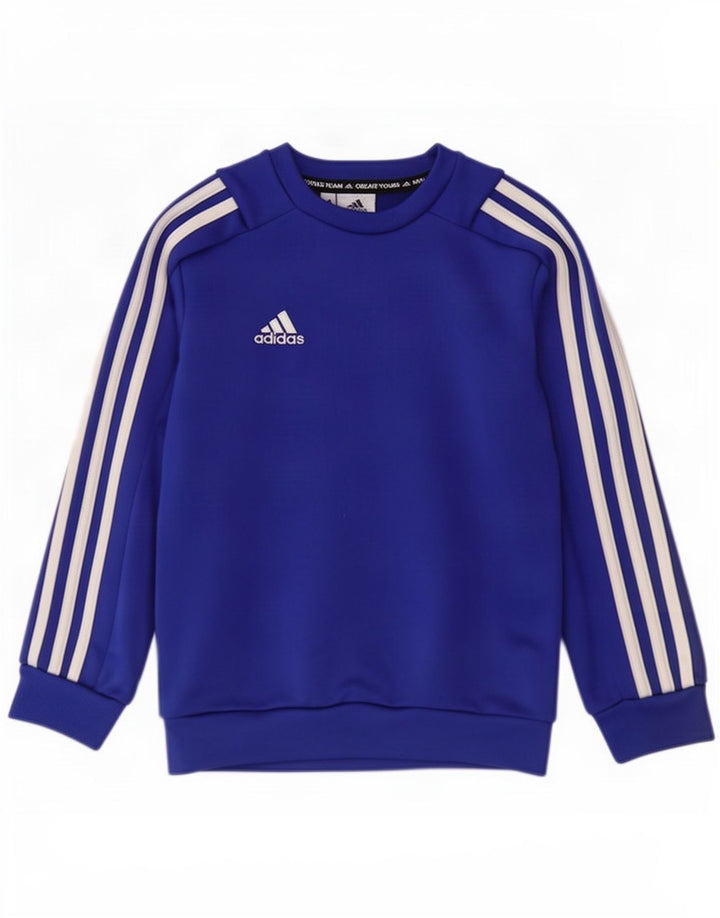 Adidas Boys Sweatshirt Jumper 7-8 År Blå Polyester