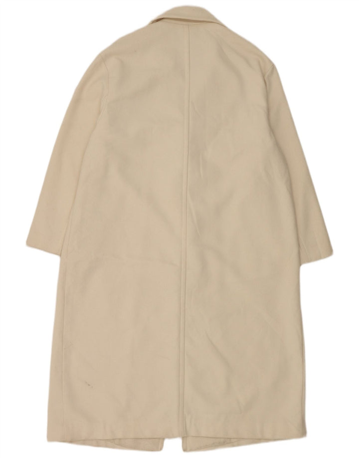 Zara Mujer Abrigo UK 46 Grande Poliéster Blanco