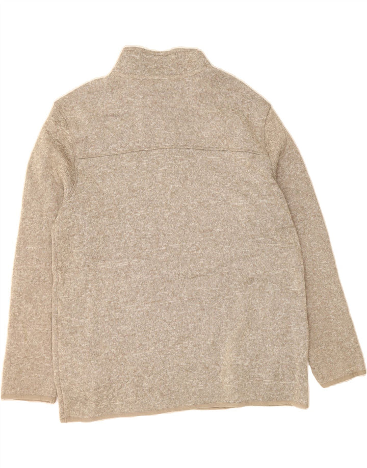 EDDIE BAUER Mens Zip Neck Sweatshirt Jumper XL Beige Flecked Polyester Vintage Eddie Bauer and Second-Hand Eddie Bauer from Messina Hembry 