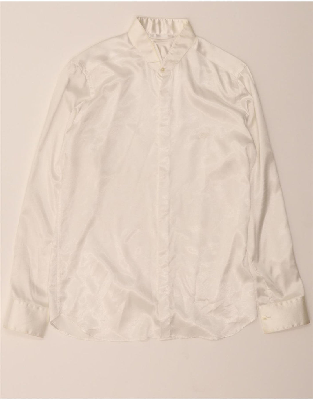 CARLO PIGNATELLI Mens Shirt Size 16 41 Large White Polyester Vintage Carlo Pignatelli and Second-Hand Carlo Pignatelli from Messina Hembry 