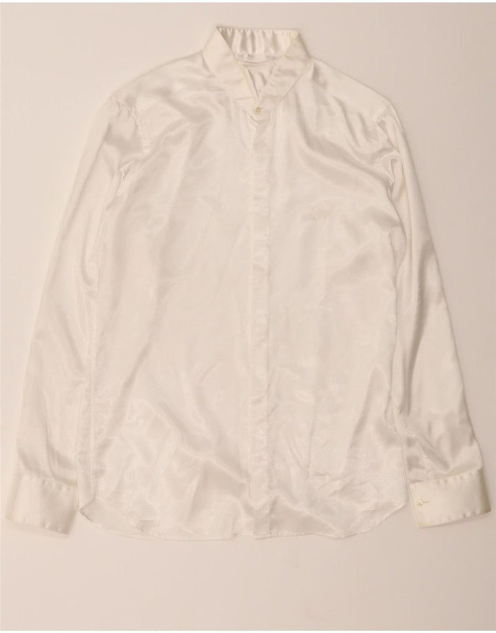 CARLO PIGNATELLI Mens Shirt Size 16 41 Large White Polyester Vintage Carlo Pignatelli and Second-Hand Carlo Pignatelli from Messina Hembry 
