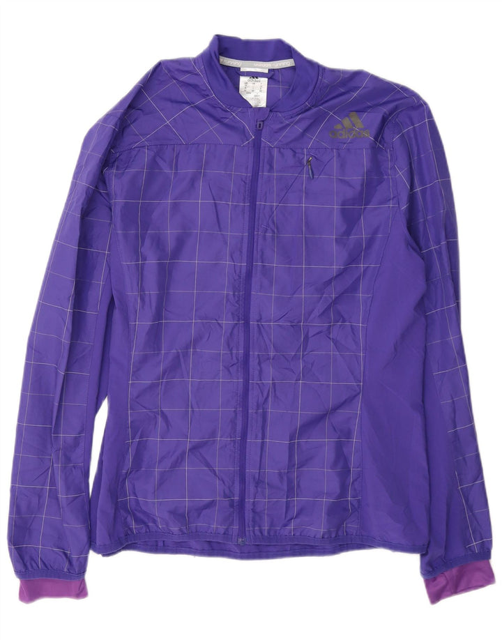 Giacca da ginnastica da donna Adidas UK 16 Large Purple Check Poliestere