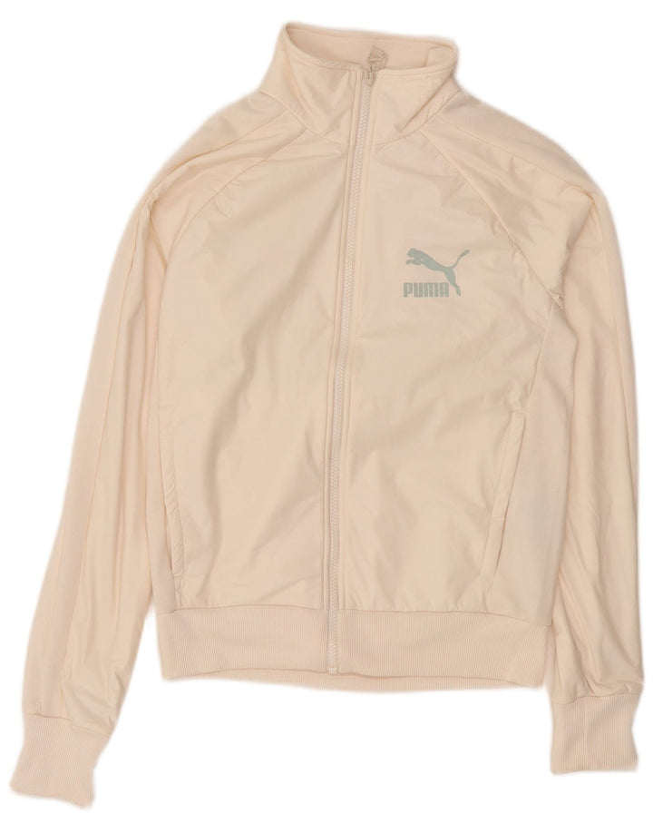 Puma Womens Graphic Tracksuit Top Jacket UK 6 XS White Polyester