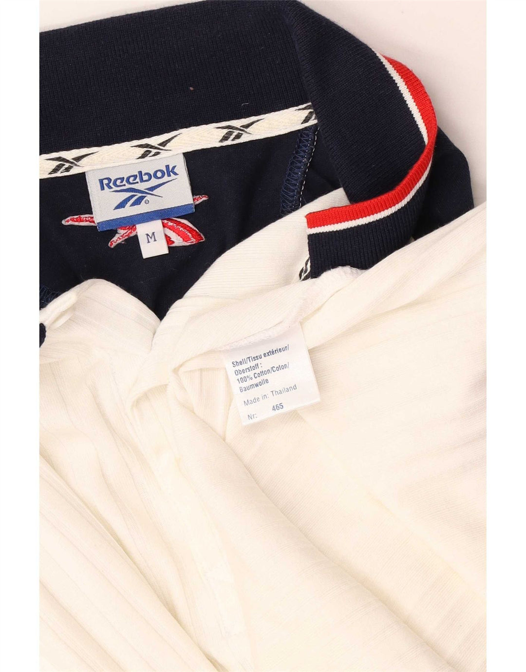 Reebok Mens Polo Shirt Medium White Colourblock Cotton
