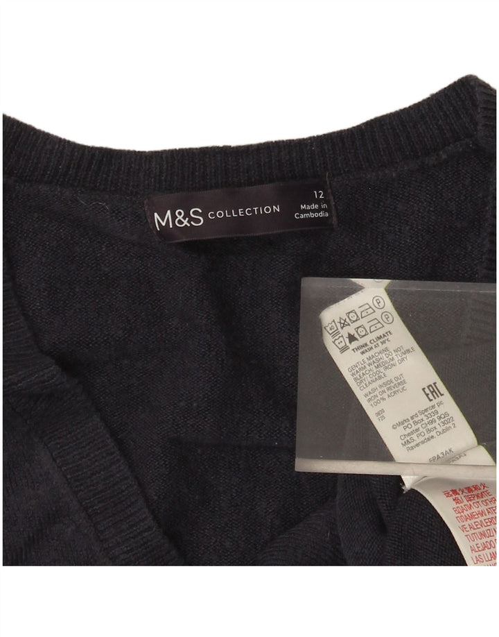 Marks & Spencer Damen-Pullover mit V-Ausschnitt, Gr. 12, mittleres Marineblau