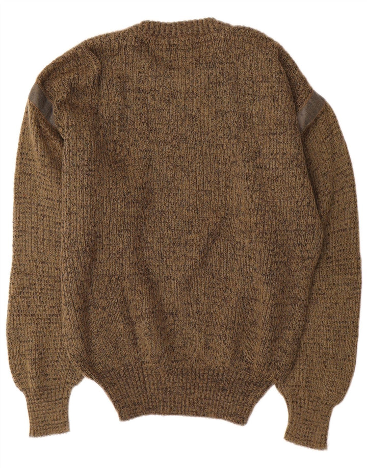Vintage Herren-Pullover mit Rundhalsausschnitt, mittelkhakimeliert