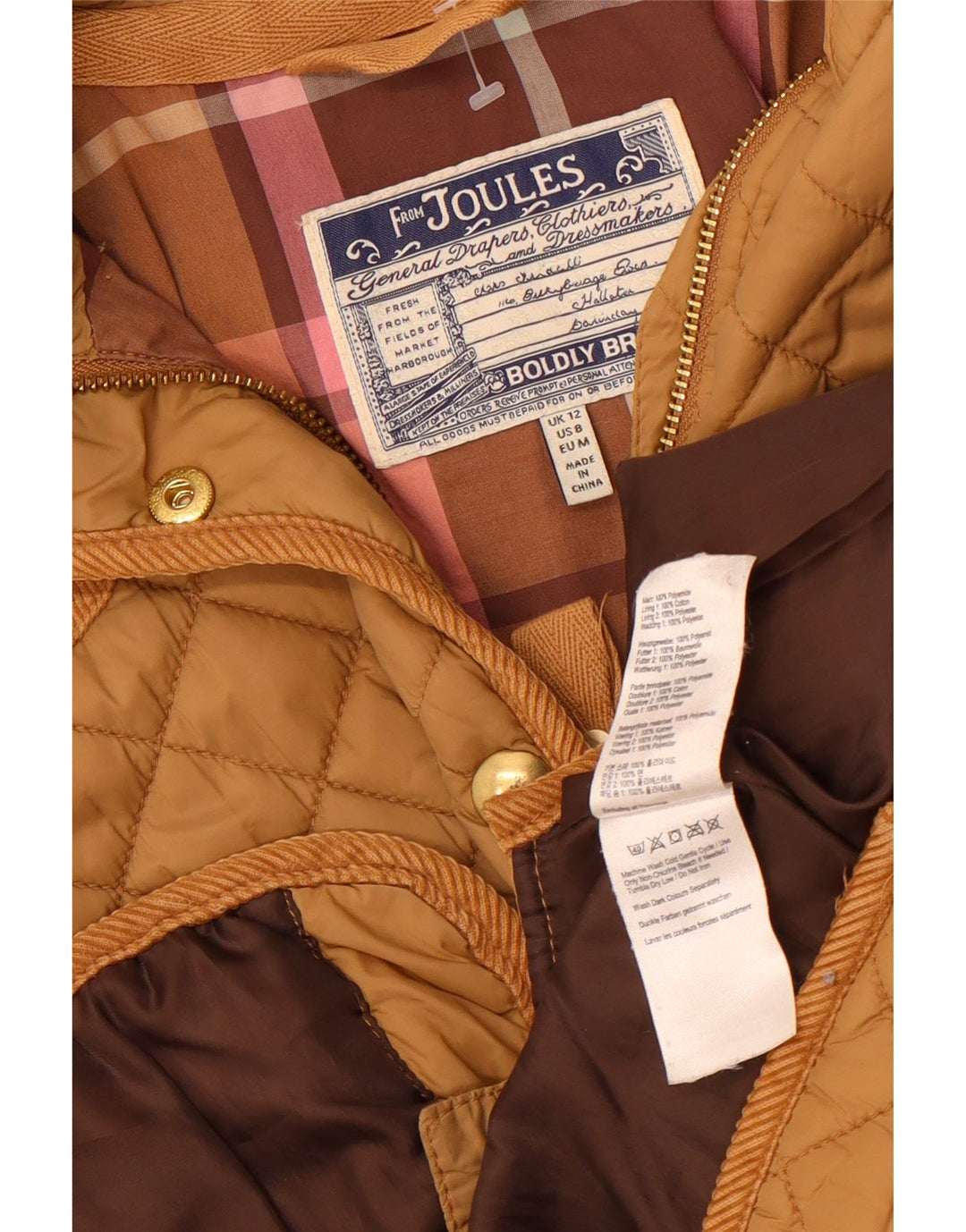 Giacca trapuntata da donna Joules UK 12 Poliammide beige medio