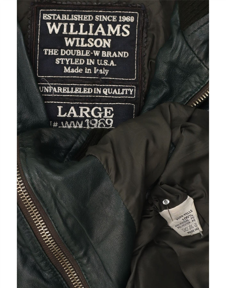 Williams Wilson Mens Leather Jacket UK 40 Large Green Leather