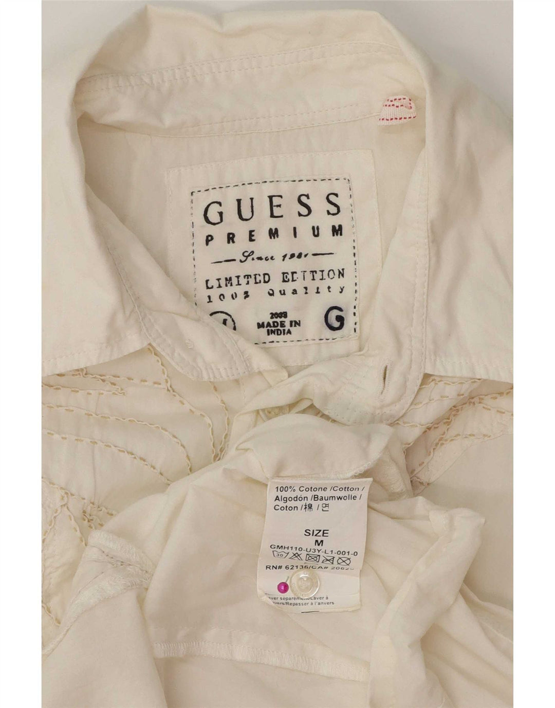 Guess Mens Shirt Medium White Cotton