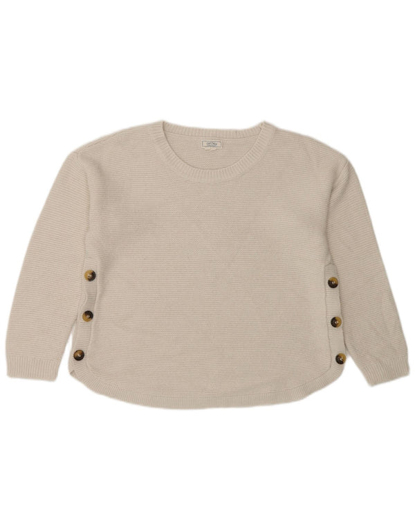 Fat Face Damen-Pullover mit U-Boot-Ausschnitt, UK 12, Mittelweiß, Acryl
