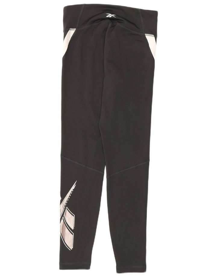 Reebok Womens Speed Wick Leggings UK 8/10 Small Black Colourblock Polyester