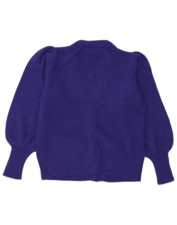 Luisa Spagnoli Dame Cardigan Sweater UK 10 Small Purple Angora Heart