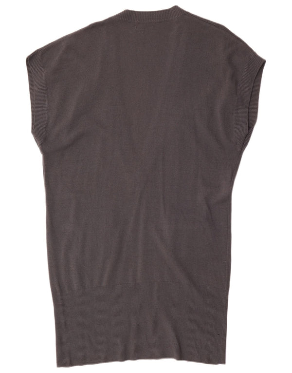 Abito maglione senza maniche da donna Benetton UK 16 Large Grey Lambswool