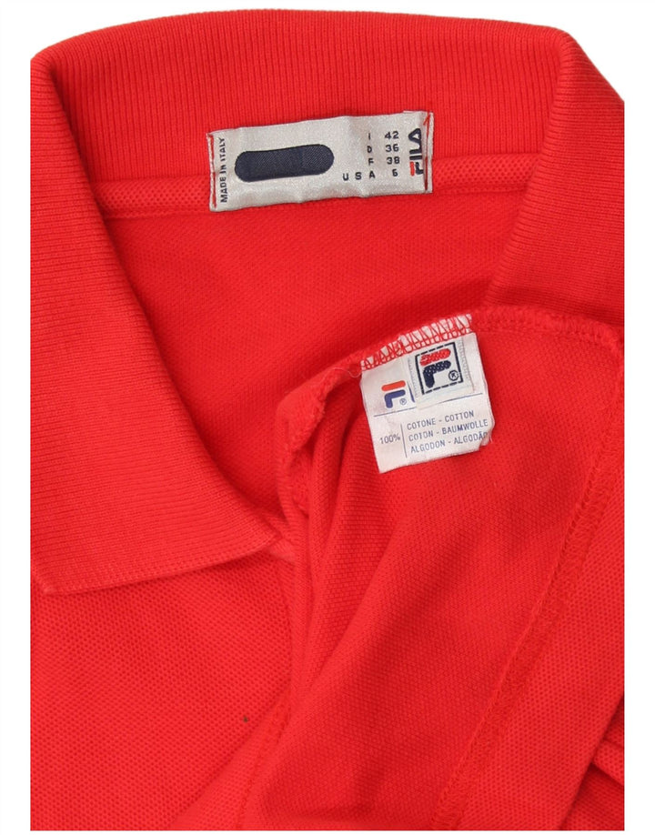 Fila Womens Sleeveless Polo Shirt IT 42 Medium Red Cotton
