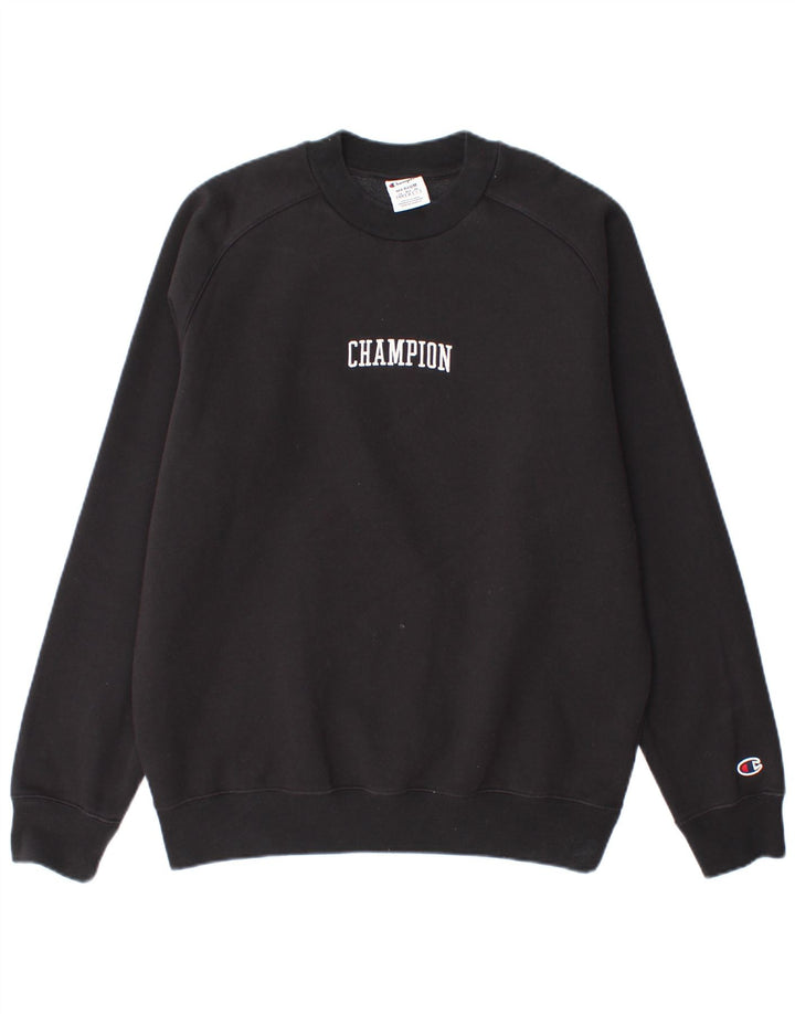 CHAMPION Mens Graphic Sweatshirt Jumper Medium Black Cotton