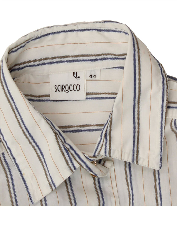 SCIROCCO Womens Shirt EU 44 XL White Striped Polyester Vintage Scirocco and Second-Hand Scirocco from Messina Hembry 