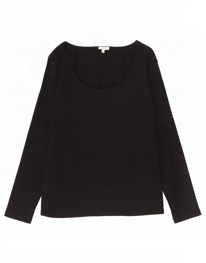 Jigsaw Top da donna a maniche lunghe UK 10 piccolo cotone nero