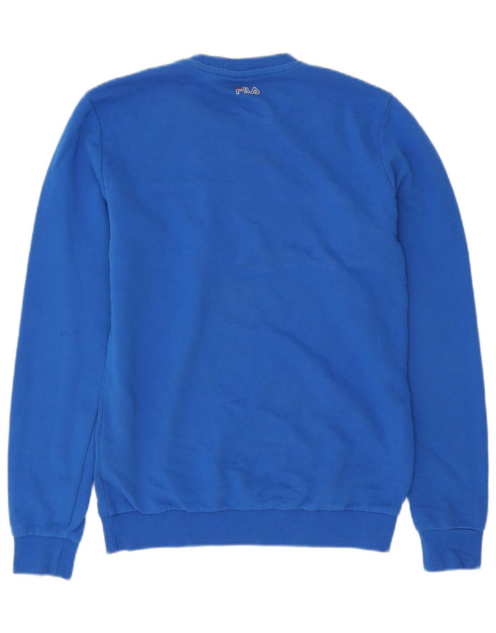 FILA Mens Graphic Sweatshirt Jumper Medium Blue Colourblock Cotton