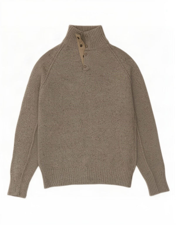 Suéter masculino Marks & Spencer com gola redonda e algodão manchado cinza pequeno