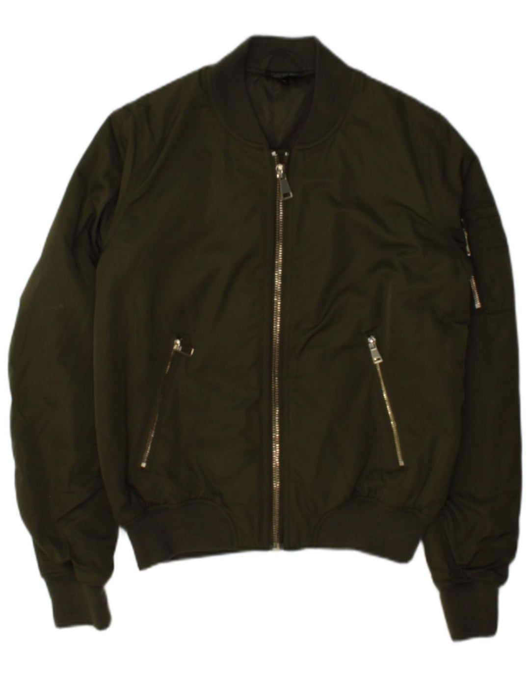 Topshop Womens Bomber Jacket UK 8 Small Khaki Polyester