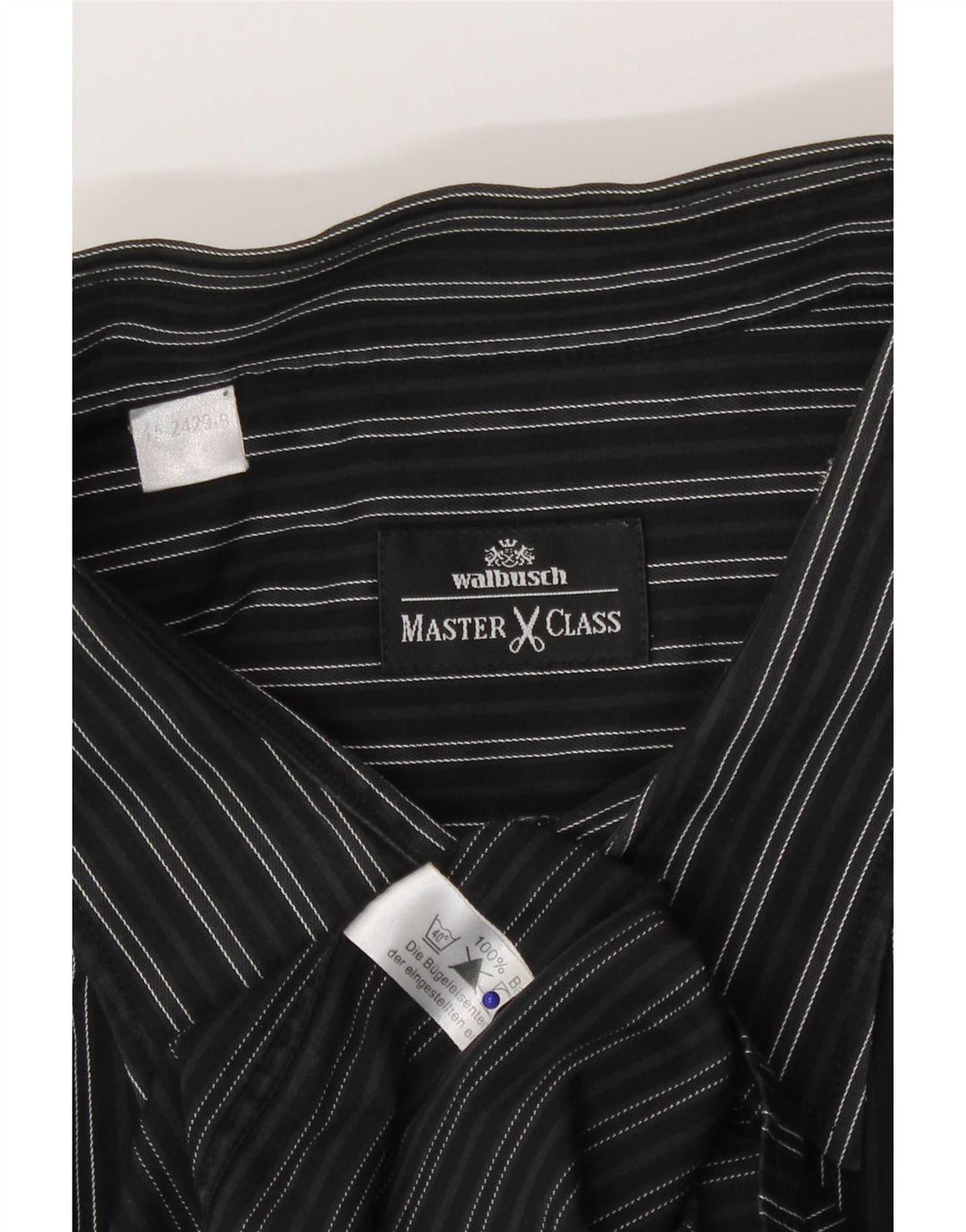 Walbusch Mens Shirt 3XL Black Striped Cotton